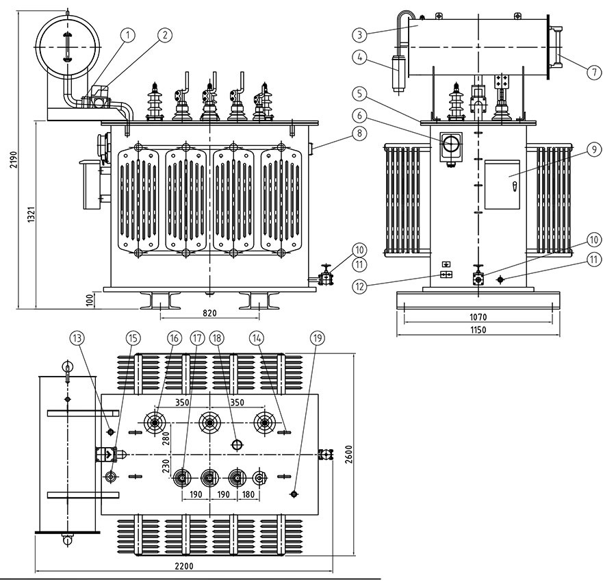 3 MVA Transformer Outline Drawing